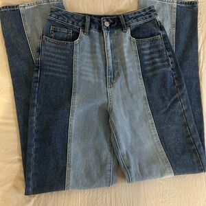 PacSun Blue Straight Leg Jeans with Two-Tone Design